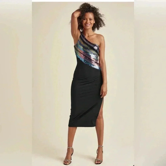 - Sequin One-Shoulder Dress - Picture 1 of 15